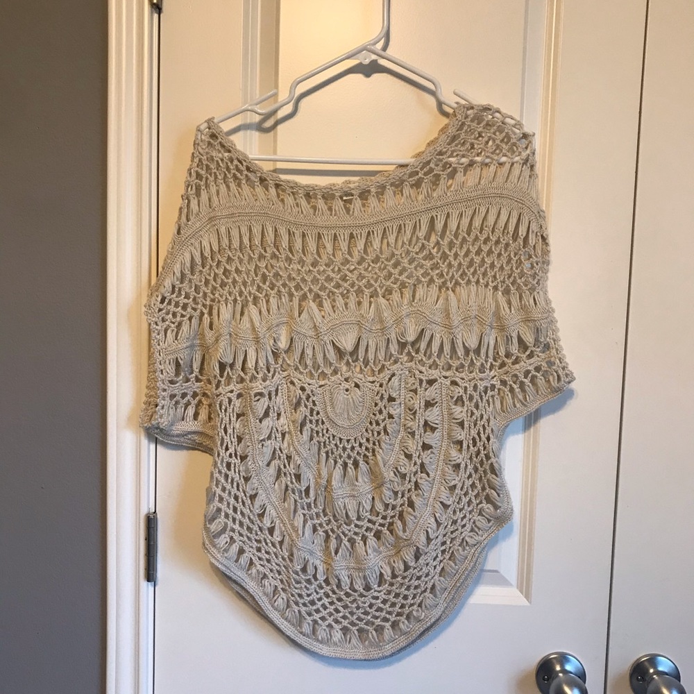 Crocheted cream tunic top